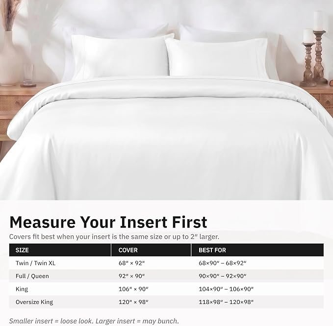California Design Den Full/Queen Duvet Cover Set, White Antique | 3-Piece Set with 2 Pillow Shams, Backed by Good Housekeeping Seal, Button Closure & Corner Ties, 400 TC 100% Cotton Sateen