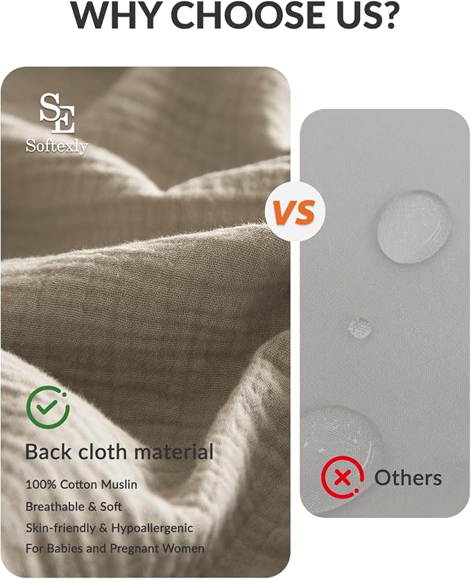 SE SOFTEXLY Muslin Duvet Cover Queen Size, 100% Washed Cotton Duvet Cover Set, Ultra Soft Comforter Cover Linen Like, 3 Pieces Minimalist Gauze Duvet Cover with 2 Pillowcases, 68"x90", Oatmeal