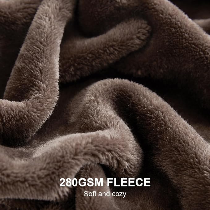 Hansleep Throw XL Brown Fleece Blanket, Soft Flannel Bed Blanket | Fuzzy Cozy Blanket 50x70 Inches, Multi-use for Bed, Sofa, Couch, Travel, Camping, All Season Warm Lightweight Cover