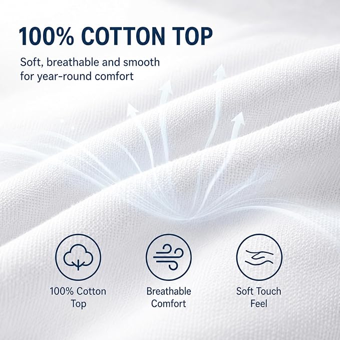 CozyLux King Mattress Pad, 450 GSM Fill, Cotton Top, 8-21 Inch Pocket | OEKO-TEX Certified, White King 78 x 80 Inches, Quilted Cushioning for Couples and Spacious Bedrooms