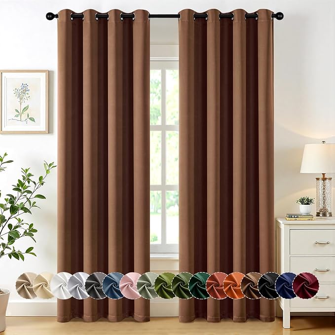 MIULEE Blackout Curtains for Bedroom 2 Panels 50 x 84 Inch Long Mocha Brown | Thermal Insulated, Living Room Darkening Grommet Drapes, Noise Reducing, Light Blocking Window Treatments