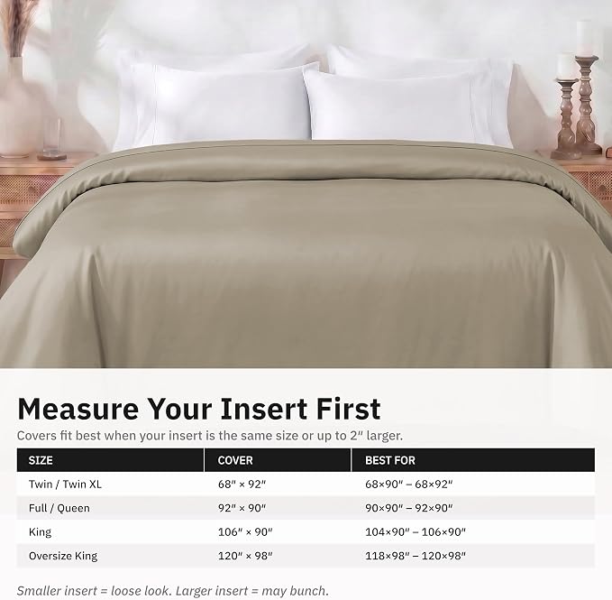 California Design Den 100% Cotton Sateen Full/Queen Duvet Covers, Taupe | Duvet Cover Only, Comforter Not Included, Backed by Good Housekeeping Seal, Button Closure & Corner Ties