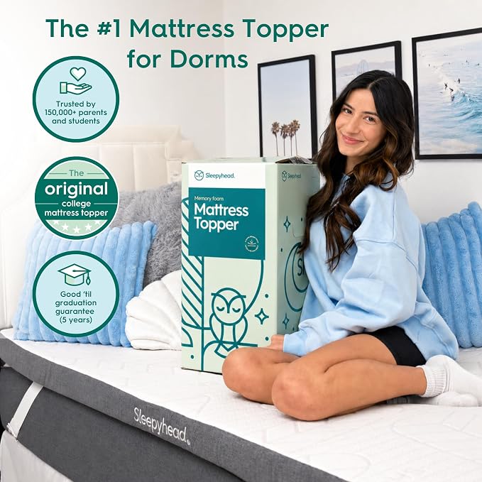 Sleepyhead Twin Mattress Topper 3 Inch for College Dorm, Cooling Gel Memory Foam, Pressure Relief, Removable Washable Cover, CertiPUR-US Certified (Twin 3")