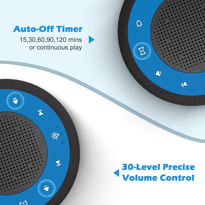 Buffbee Sound Machine & Alarm Clock 2-in-1, Bedroom Sleep Clock | 0-100% Clock Face Brightness, Bottom Colored Light, Sleep Timer, Precise 30-Level Volume Control White Noise Machines