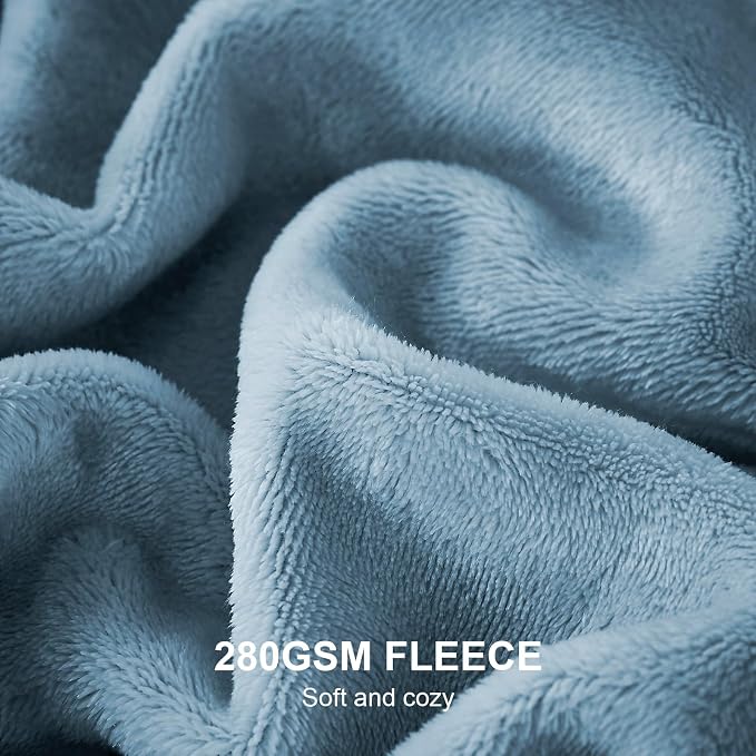 Hansleep Full Washed Blue Fleece Blanket, Soft Flannel Bed Blanket | Fuzzy Cozy Blanket 84x90 Inches, Multi-use for Bed, Sofa, Couch, Travel, Camping, All Season Warm Lightweight Cover