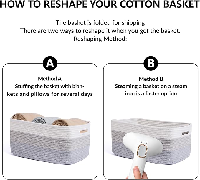 MiniArk Large Storage Baskets for Shelves, 17 x 13 x 7.5” Closet Organizers Bins for Clothes Blanket Towels, Baby Nursery, Toy Baskets Box, Woven Rope Baskets, 3 Packs Gradient Grey