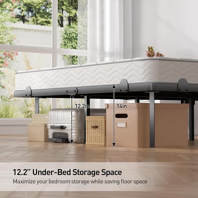 Full Floating Bed Frame with Headboard, Modern Platform Bed Frame with LED Lights and USB Charging Station, Sturdy Metal Bed Frame for Adults, No Box Spring Needed, Easy Assembly, Noise Free Design