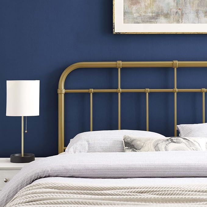 Modway Alessia Modern Farmhouse Metal Queen Headboard in Gold
