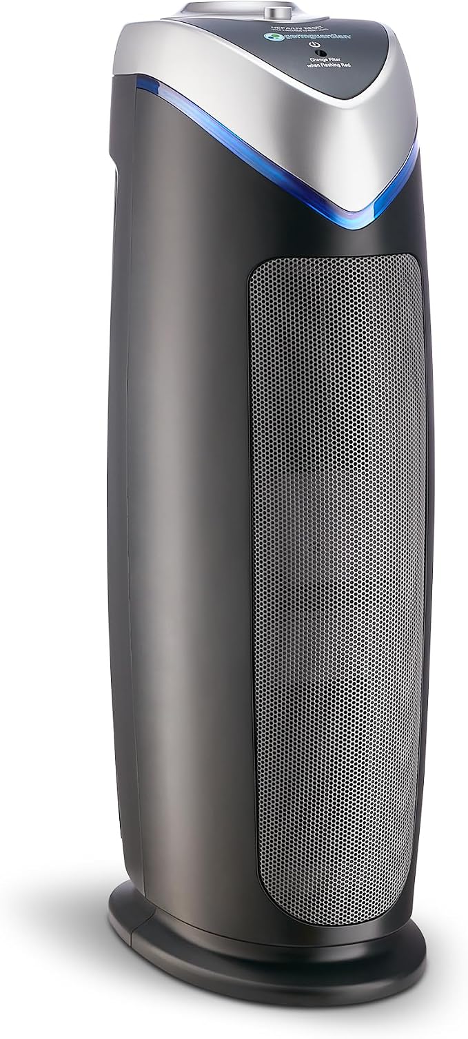 GermGuardian HEPA Air Purifier - Large Room Air Purifier for Bedroom, Office, Dorm, and Home - Filters Pet Dander, Dust, Pollen, Smoke, Scents - AC4825E - 22" Tower - Gray
