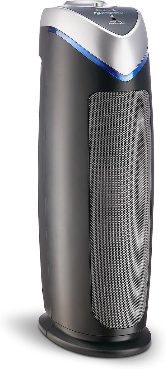 GermGuardian HEPA Air Purifier - Large Room Air Purifier for Bedroom, Office, Dorm, and Home - Filters Pet Dander, Dust, Pollen, Smoke, Scents - AC4825E - 22" Tower - Gray