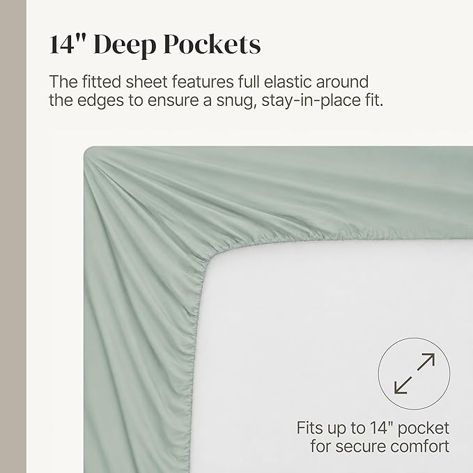 Modern Threads Soft Microfiber Solid Sheets - Luxurious Microfiber Bed Sheets - Includes Flat Sheet, Fitted Sheet with Deep Pockets, & Pillowcases Seafoam California King