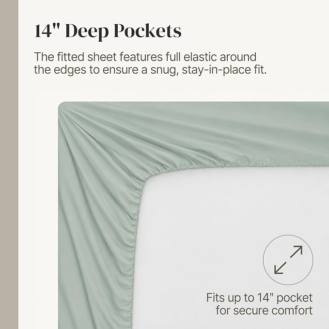 Modern Threads Soft Microfiber Solid Sheets - Luxurious Microfiber Bed Sheets - Includes Flat Sheet, Fitted Sheet with Deep Pockets, & Pillowcases Seafoam Queen