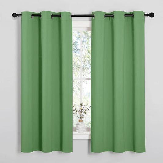 NICETOWN Room Darkening Curtains, Set of 2, 42 x 63-inch, Forest Green | Nursery Essential Thermal Insulated Solid Grommet Top Blackout Curtains/Drapes for Bedroom