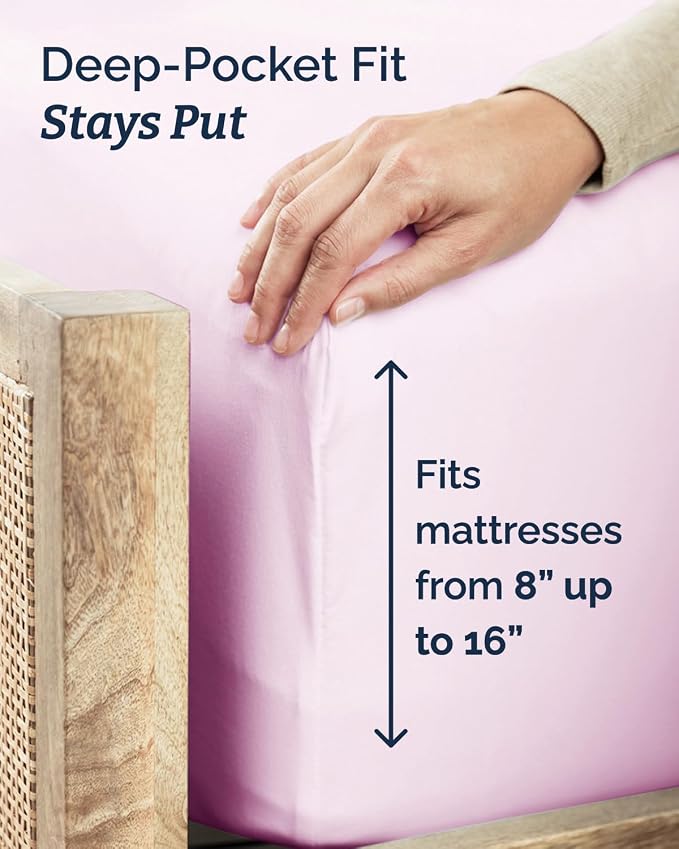 Twin XL 3 Piece Sheet Set - College Dorm Room Essentials - Light Pink | Deep Pocket Bed Sheets for Women, Men, Teens & Students, Soft, Cooling, Breathable & Wrinkle Free, Oeko-Tex Bed Sheet Set