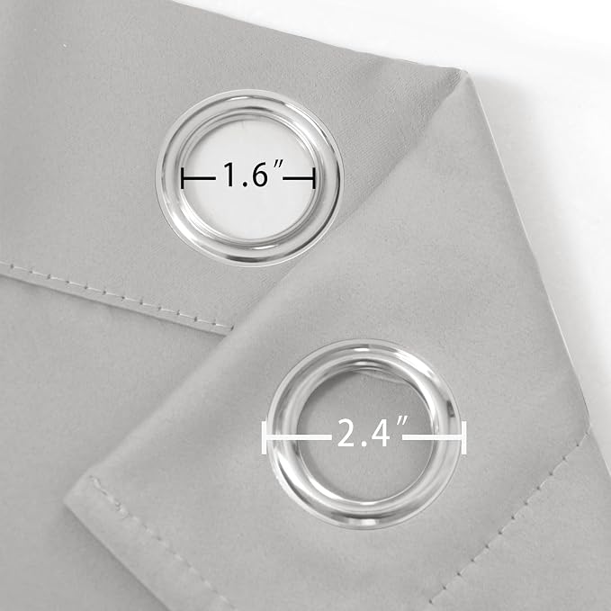 Light Grey Blackout Curtains 38 x 63 Inch Length/Set of 2 Curtain Panels/Thermal Insulated Room Darkening Blackout Curtains for Bedroom