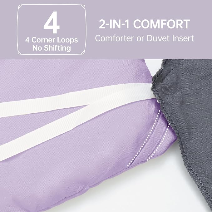 Full Comforter Sets, All Season Ultra Soft Down Alternative Bedding - 3 Piece Lightweight Bed Set Includes 1 Comforter (82"x86") and 2 Pillow Shams (20"x26"), Crystal Purple