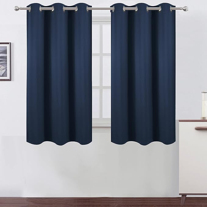 Navy Blue Blackout Curtains 34 x 54 Inch Length/Set of 2 Curtain Panels/Thermal Insulated Room Darkening Blackout Curtains for Bedroom