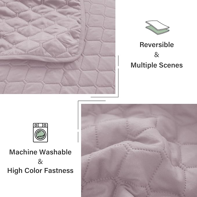 Exclusivo Mezcla Reversible King Size Quilt Bedding Set, Lilac Ash | Lightweight Bedspreads with 2 Pillow Shams, Soft Microfiber, All Season Bed Coverlets for Bedroom Guest Room, 104x96 Inch