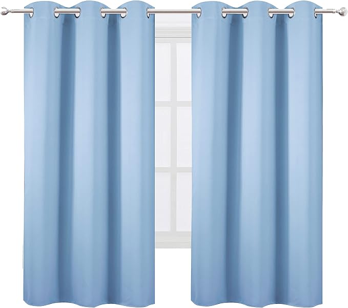Sky Blue Thermal Blackout Curtains/38 x 63 Inch/Set of 2 Panels Room Darkening Curtains for Bedroom