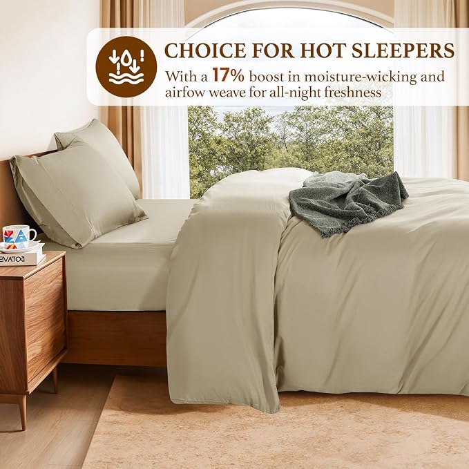DEITAS 100% Cotton King Duvet Covers 3 Piece,1200 Thread Count，Linen | Luxury Egyptian Cotton Comforter Cover With Zipper Closure, Ultra Cooling Breathable, Hotel Bedding Duvet Covers