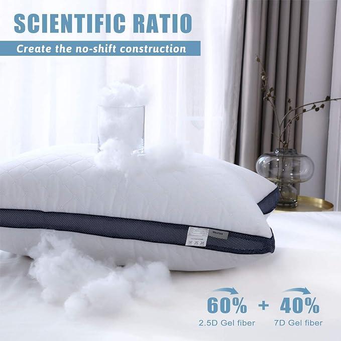 Meoflaw Gusseted King Size Bed Pillows Set of 2, Luxury Hotel Pillows | Balanced Support, Ideal for Back, Stomach & Side Sleepers, Down Alternative Fill