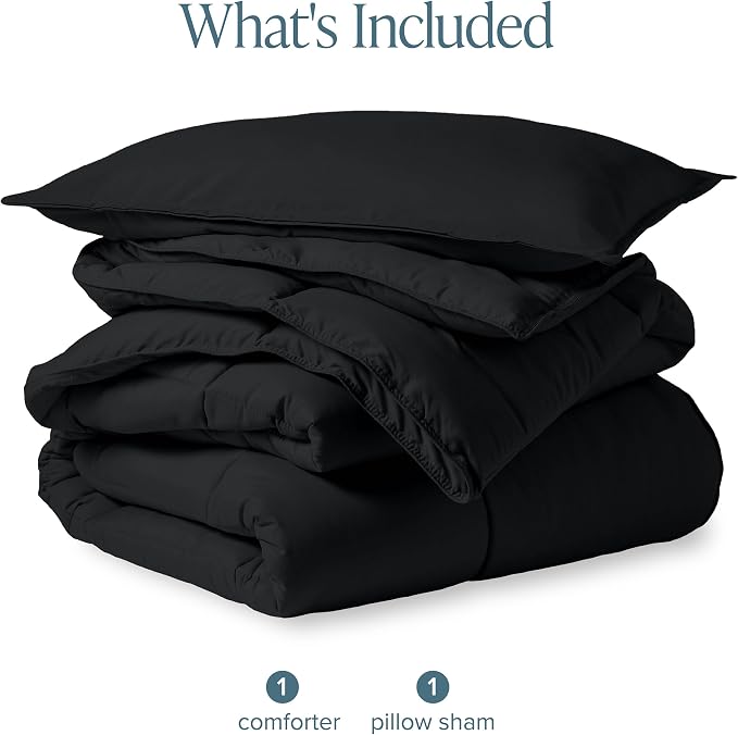 Bare Home Comforter Set - 1800 Ultra Soft (Twin/Twin XL, Black) | All-Season, Breathable, Hypoallergenic, Premium 1800, Warm, Cozy