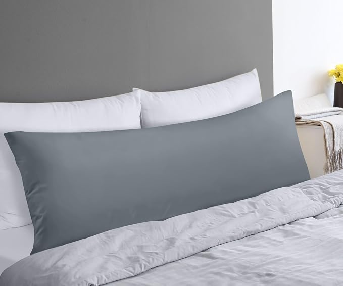 Utopia Bedding Full Body Pillow for Side Sleeper, Grey Long Pillow for Bed | Large Body pillows for Adults, Plush Support, Pregnancy Pillow Insert for sleeping, helps maintain body contour, 20x54 inches