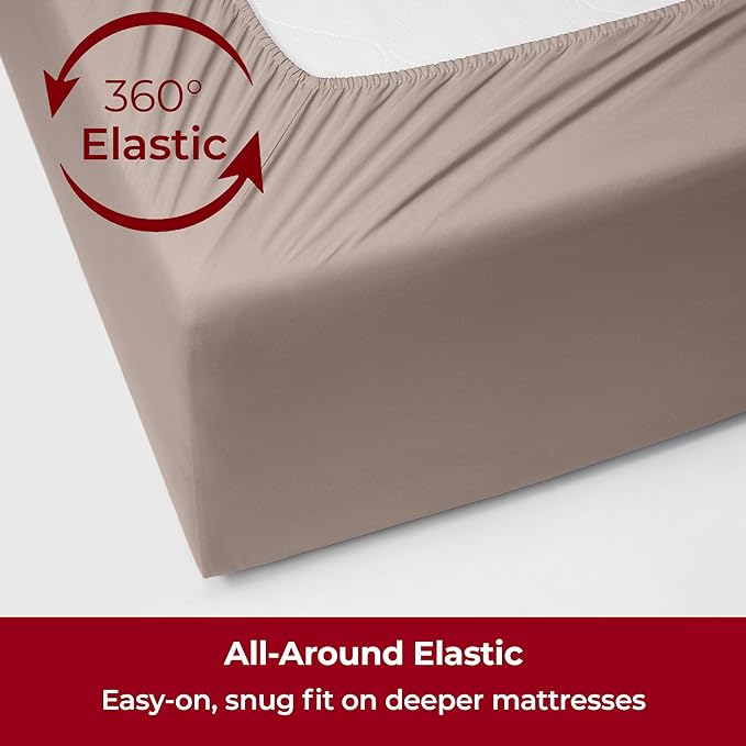 Mellanni Iconic 3-Piece, Ultra Soft Sheet Set (Twin XL, Tan) | 10M+ Sleepers. Lab-tested: Sleeps Cool, Stays Bright, Strong, Smooth. Good Housekeeping Best Bedding, 7 yrs running.