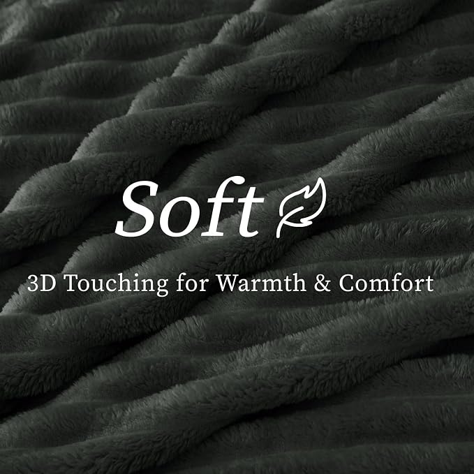 BEDELITE Striped Fleece Throw Blanket, Charcoal Grey, 50"x60" | 300GSM Microfiber Fleece, Soft Cozy, Lightweight Warm, Double-Sided Plush, Machine Washable, Gift, Room Decor, for Couch Sofa