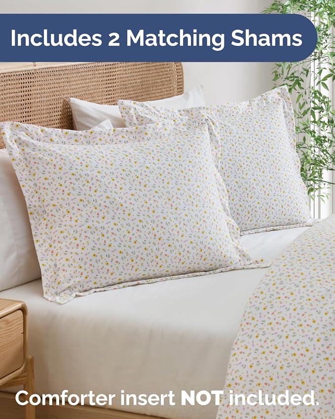 Duvet Cover Queen Size - Floral Duvet Cover - 3 Piece - Petite Garden | Soft Floral Duvet Cover 90 x 90 with 2 Pillow Shams, Zipper Closures & Ties, Floral Bedding for Women, Men, Kids & Teens