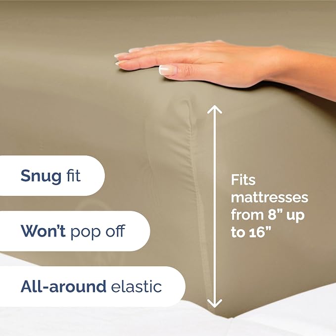 King Size 4 Piece Sheet Set - Ultra Soft & Cooling Sheets - Light Caramel | Fits 8 Inch to 16 inch Mattress, Wrinkle Free & Fade Resistant with Deep Pockets, Breathable, Comfy Hotel Luxury Bedding