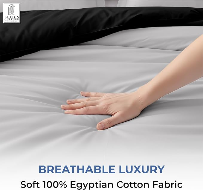Custom Duvet Cover-100% Egyptian Cotton 600 Thread Count Soft Breathable Durable Customizable Comforter Cover(Desired Dimensions)-Zipper Closure & 7 Internal Ties-Night's Shadow
