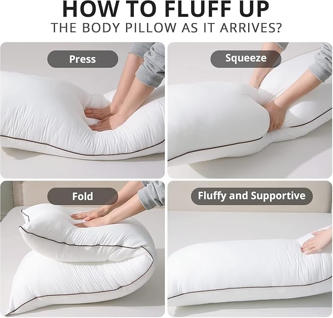 Body Pillow with Satin Pillowcase, Body Pillow for Adults | 20"x54", Removable Cover, OEKO-TEX Certified Down Alternative Filling,Washing Machine