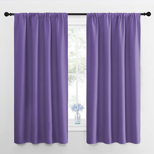 NICETOWN RV Blackout Curtains for Camper Windows, Lilac Purple, 29" Wide by 50" Long, 2 PCs, Short Blackout Curtains & Drapes, Thermal Insulated Blackout Curtain Panels for Kids Room, Play Room