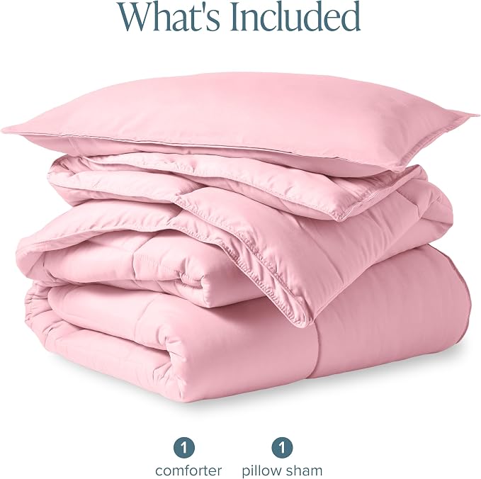 Bare Home Comforter Set - 1800 Ultra Soft (Twin/Twin XL, Light Pink) | All-Season, Breathable, Hypoallergenic, Premium 1800, Warm, Cozy