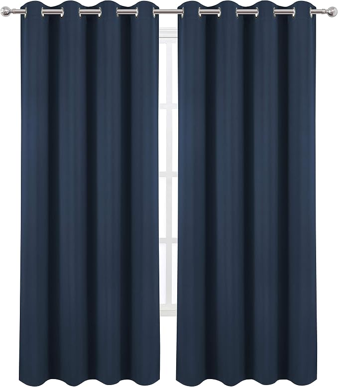 Navy Blue Thermal Blackout Curtains/52 x 108 Inch/Set of 2 Panels Room Darkening Curtains for Bedroom