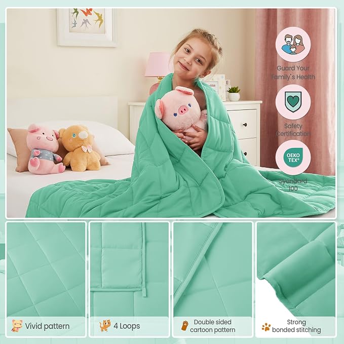Weighted Blanket - 5 lbs Green Heavy Blanket - Small Size Breathable Lap Blanket(36"x48", 5 lbs)