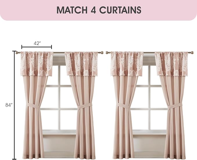Blush Queen Comforter Set, 15 Pieces, Damask Jacquard Woven, Bedding Set with Sheets, Room in a Bag, Comforter, Bed Skirt, Pillow Shams and Decor Pillows, Curtains