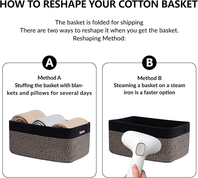 MiniArk Large Storage Baskets for Shelves, 17 x 13 x 7.5” Closet Organizers Bins for Clothes Blanket Towels, Baby Nursery, Toy Baskets Box, Woven Rope Baskets, 3 Packs Woven Brown