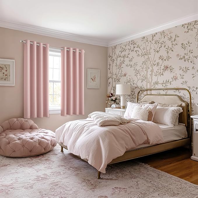MIULEE Blackout Curtains for Bedroom 2 Panels 50 x 84 Inch Long Pink | Thermal Insulated, Living Room Darkening Grommet Drapes, Noise Reducing, Light Blocking Window Treatments
