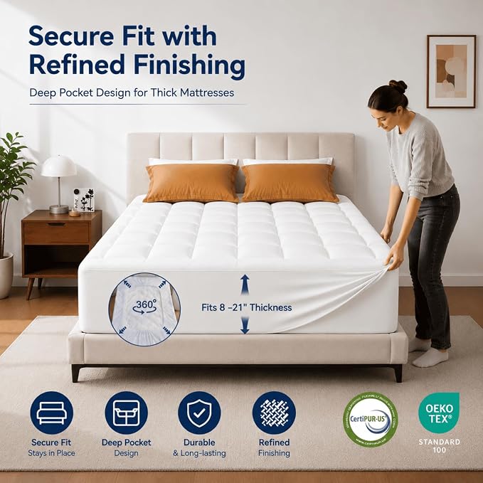 ELEMUSE 3 Inch King Dual Layer Memory Foam Mattress Topper with Pillowtop | 2 Inch Cooling Gel Foam,1 Inch Soft Pillowtop Pad, Pressure Relief Bed Topper, Comfortable Support