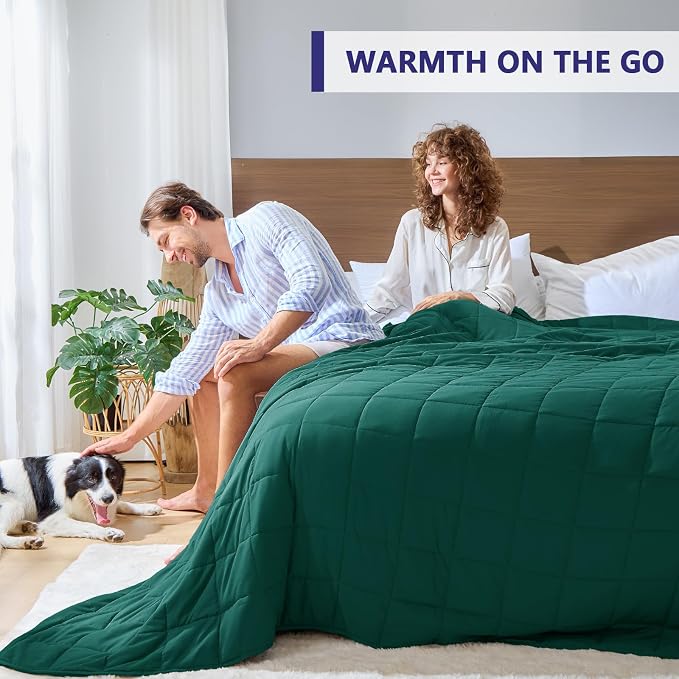 King Size Weighted Blanket for Adults (25 lbs, 80” x 87”, Dark Green) Cooling Heavy Blanket for Sleeping Perfect for 240-260 lbs, Breathable Blanket for Adults & Couple All Season, Machine Washable