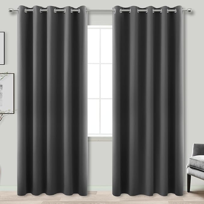 KOUFALL 96 Inch Curtains Long 2 Panel Set,70 Inch Wide Grommet Blackout Drapes for Living Room 96 Inch Length