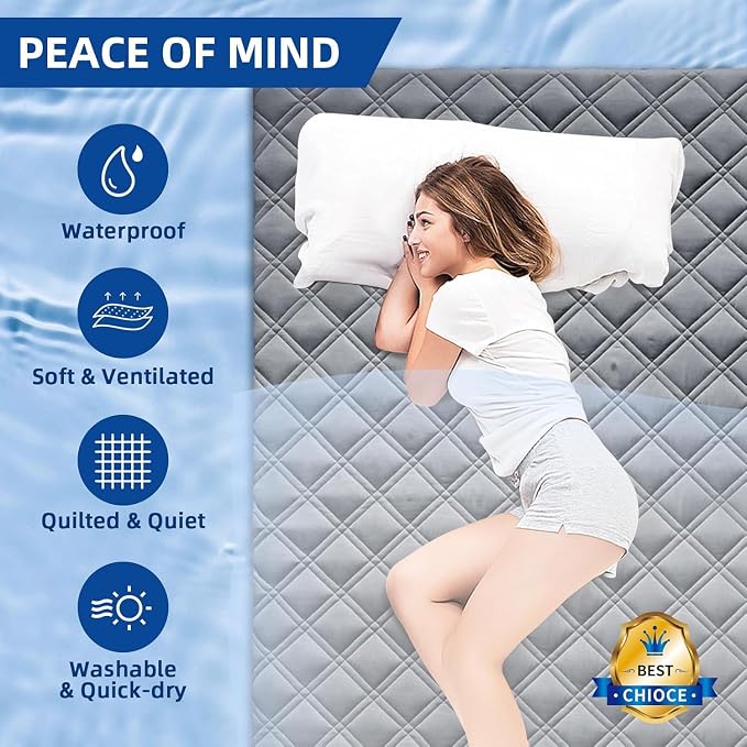 Twin XL Mattress Protector Waterproof, Fitted Deep Pocket 8"-21", Gray | Breathable Waterproof Mattress Pad Cover, Soft Noiseless Mattress Cover Washable Cooling for Home Hotel Bedroom
