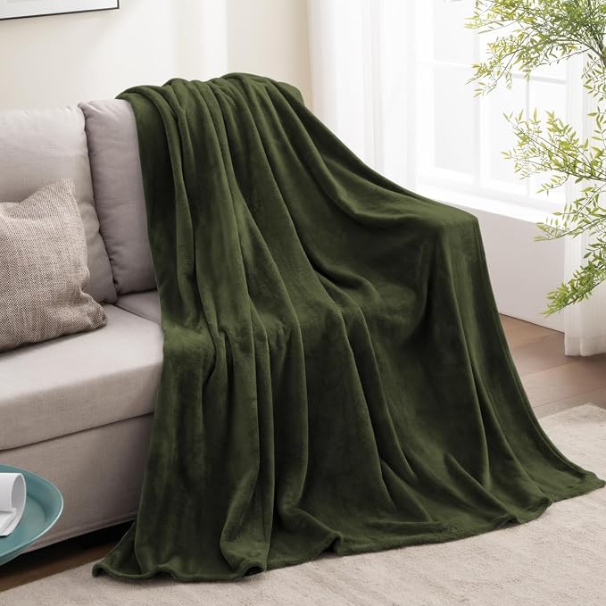 BEDELITE Fleece Blanket Soft Plush Throw for Couch Olive Green 50"x60" | Ultra Soft Fleece, Plush Microfiber, Lightweight Warmth, All Season Comfort, Fade Resistant, Machine Washable, Couch Sofa Bed