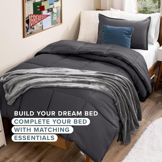 Bare Home Twin XL Sheet Set - 1800 Ultra-Soft (Twin XL, Forged Iron Grey) | Deep Pockets 6 to 15 Inches, Breathable, Hypoallergenic, Hotel Luxury, Easy Fit, Soft, All-Season
