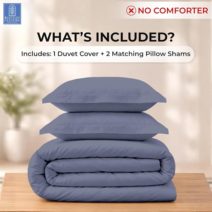 3 Pc Duvet Cover King Size Set-100% Egyptian Cotton Ultra Soft Premium Durable Comforter Cover Zipper Closure & Corner Ties - (Mediterranean Blue, 104" X 94")