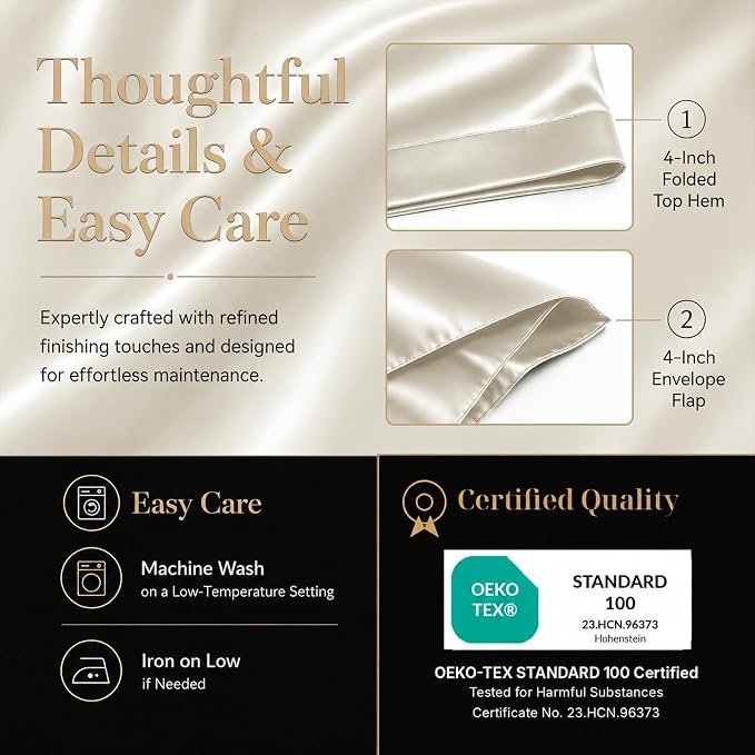 CozyLux Satin Sheets Full, 4-Piece 14-Inch Deep Pocket Sheet Set | OEKO-TEX Certified Silky Soft Sheet Set for Hair & Skin, Luxurious Silky-Smooth Satin for Elegant Bedroom Decor, Beige