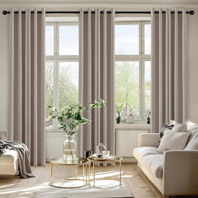 MIULEE Blackout Curtains for Bedroom 2 Panels 40 x 84 Inch Long Stone | Thermal Insulated, Living Room Darkening Grommet Drapes, Noise Reducing, Light Blocking Window Treatments