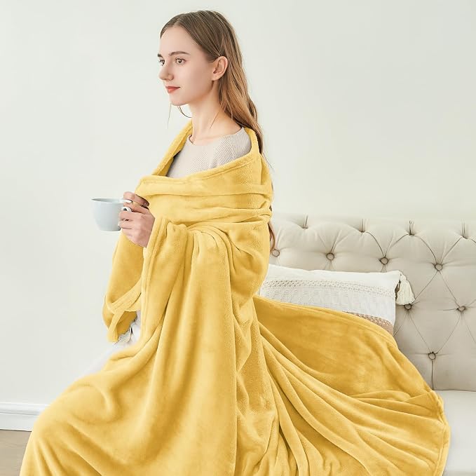 BEDELITE Fleece Blanket Soft Plush Throw for Couch Cream Yellow 50"x60" | Ultra Soft Fleece, Plush Microfiber, Lightweight Warmth, All Season Comfort, Fade Resistant, Machine Washable, Couch Sofa Bed